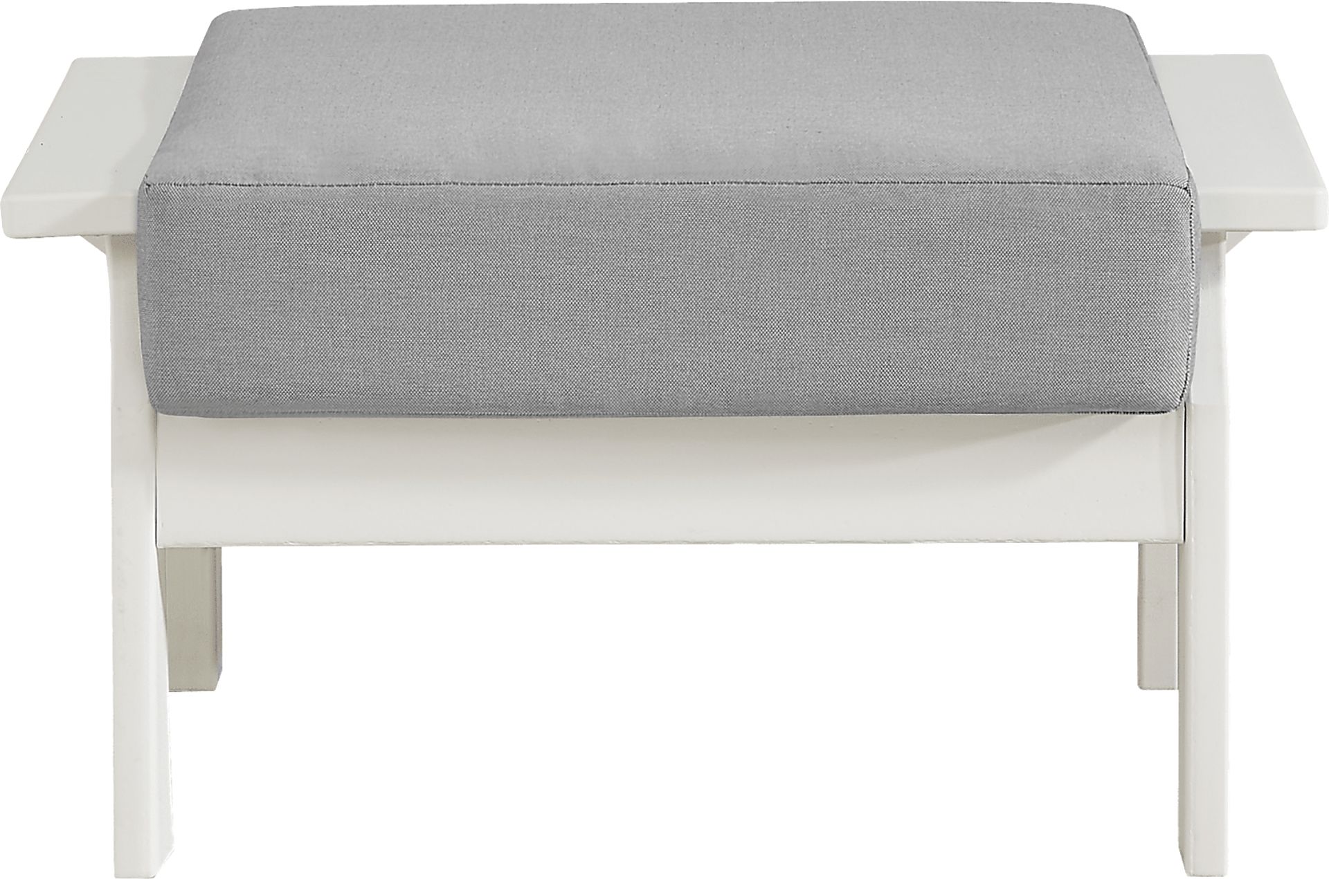 Eastlake White Ottoman with Pewter Cushion - Image 1