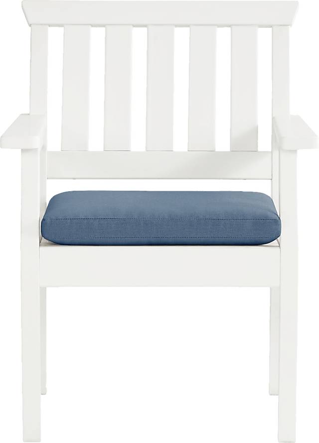 Eastlake White Outdoor Arm Chair with Blueberry Cushion - Thumbnail - Image 2