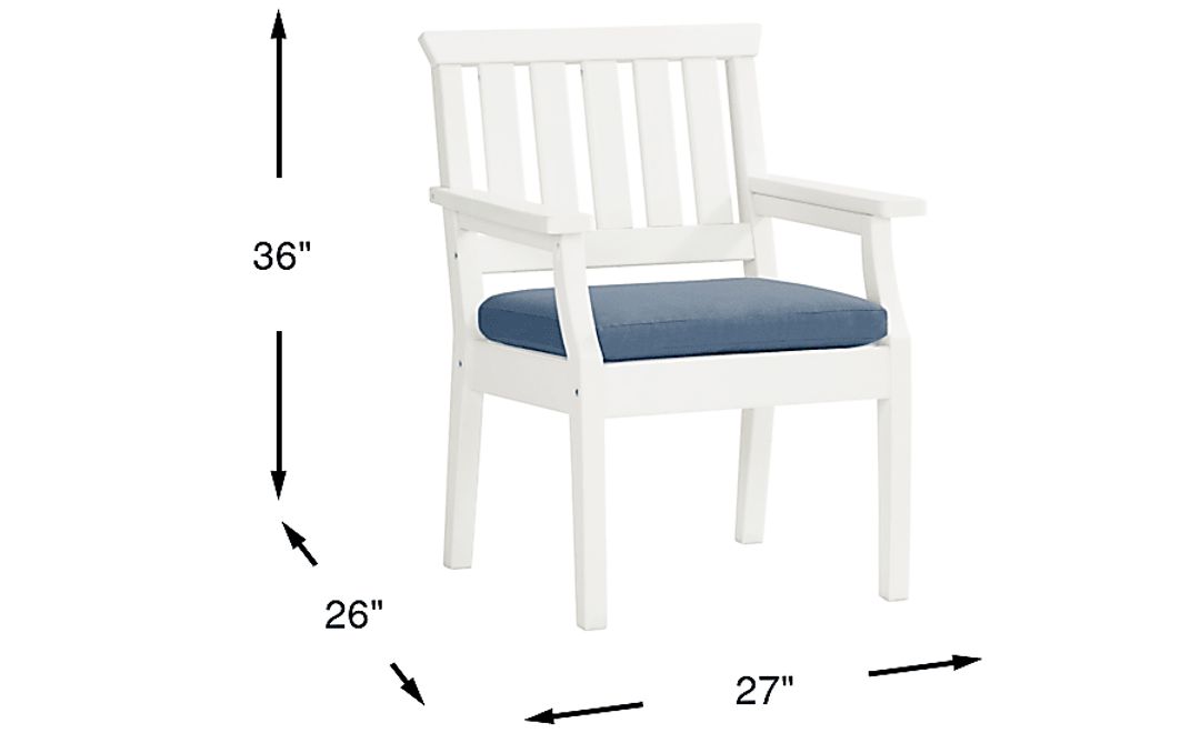 Eastlake White Outdoor Arm Chair with Blueberry Cushion