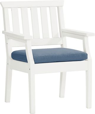 Eastlake White Outdoor Arm Chair with Blueberry Cushion
