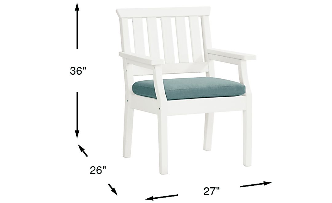 Eastlake White Outdoor Arm Chair with Breeze Cushion