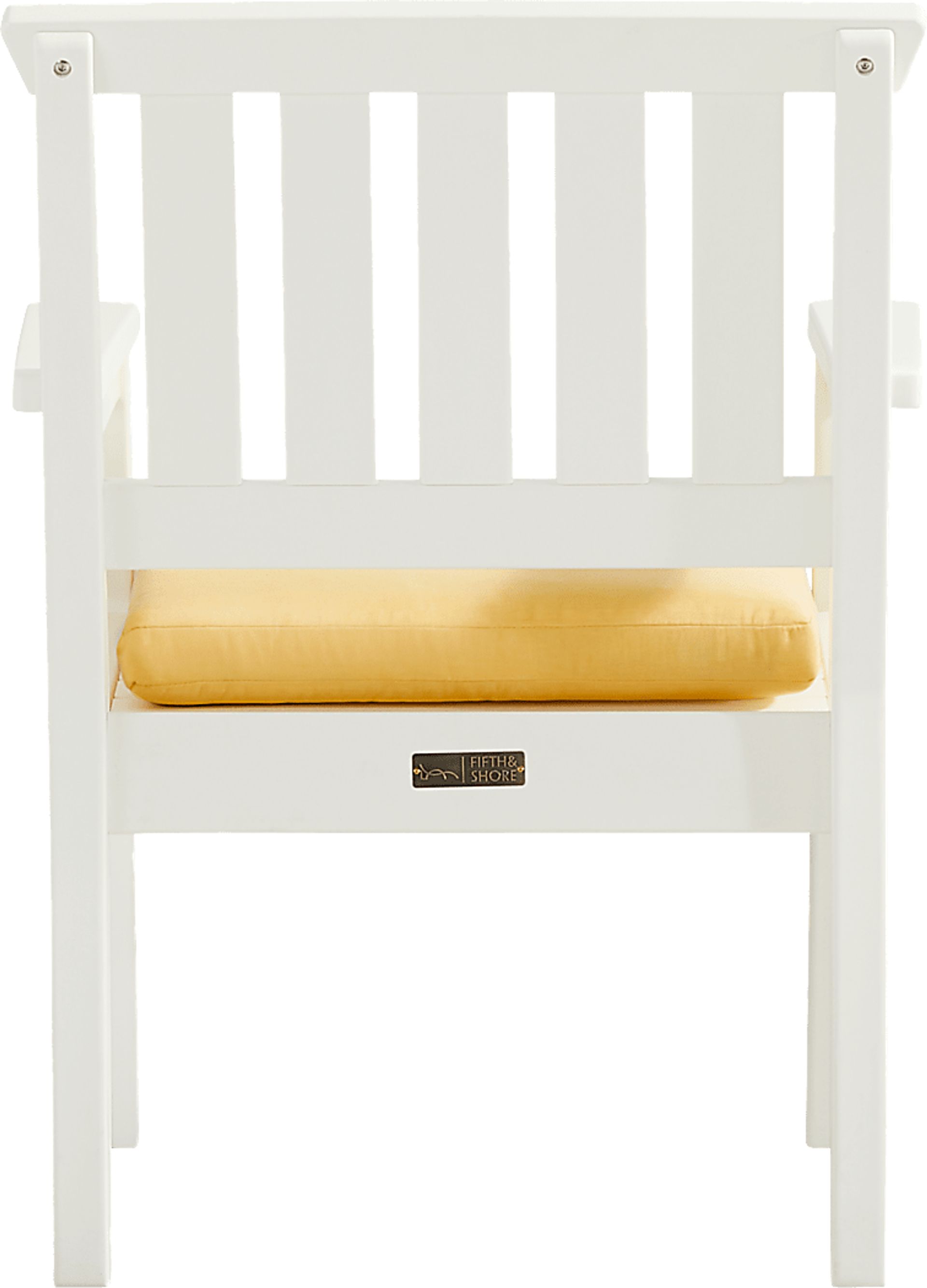 Eastlake White 7 Pc 71 in. Rectangle Outdoor Dining Set with Buttercup Cushions - Image 6