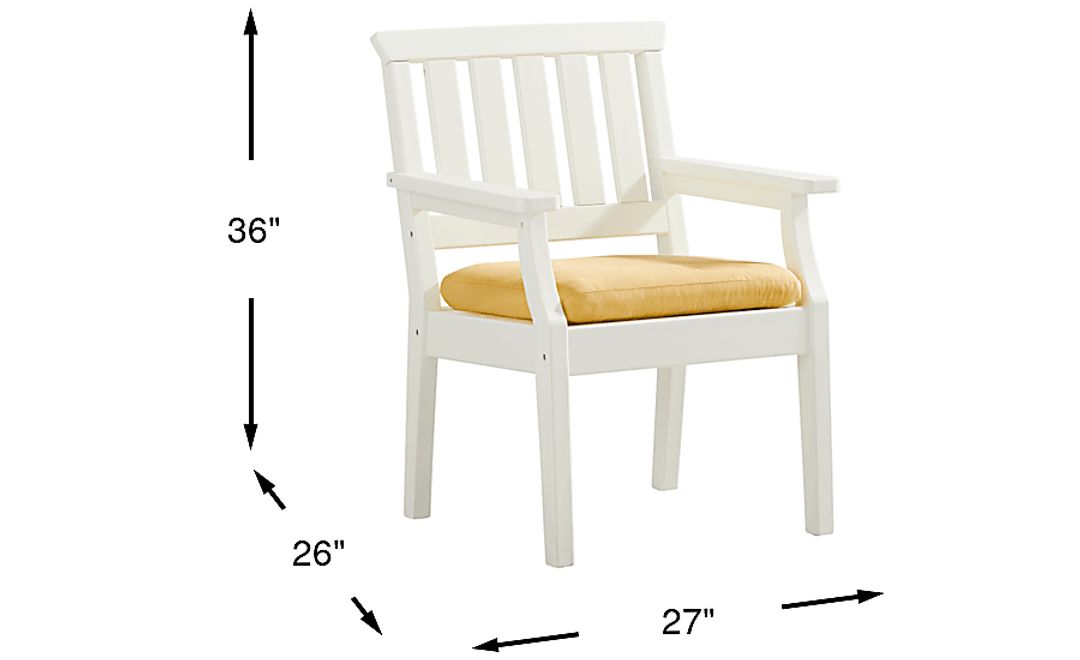 Eastlake White Outdoor Arm Chair with Buttercup Cushions