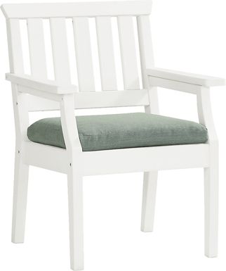 Eastlake White Outdoor Arm Chair with Jade Cushion