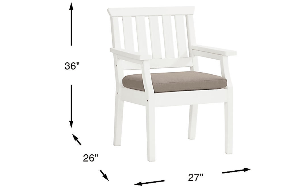 Eastlake White Outdoor Arm Chair with Mushroom Cushion