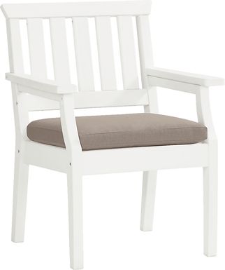 Eastlake White Outdoor Arm Chair with Mushroom Cushion