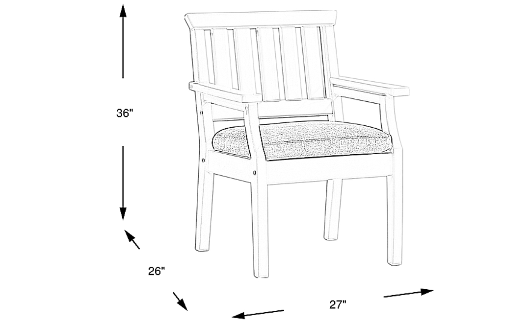 Eastlake White Outdoor Arm Chair with Ocean Cushion