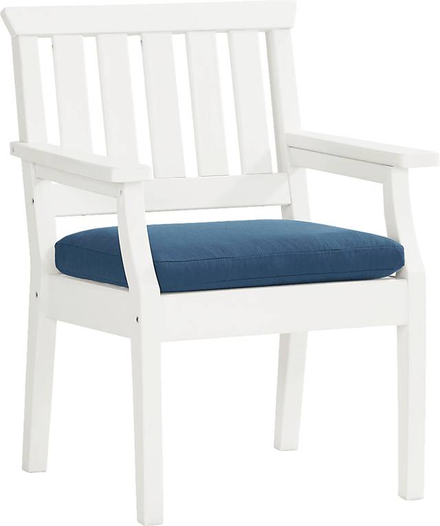 Eastlake White Outdoor Arm Chair with Ocean Cushion - Thumbnail - Image 1