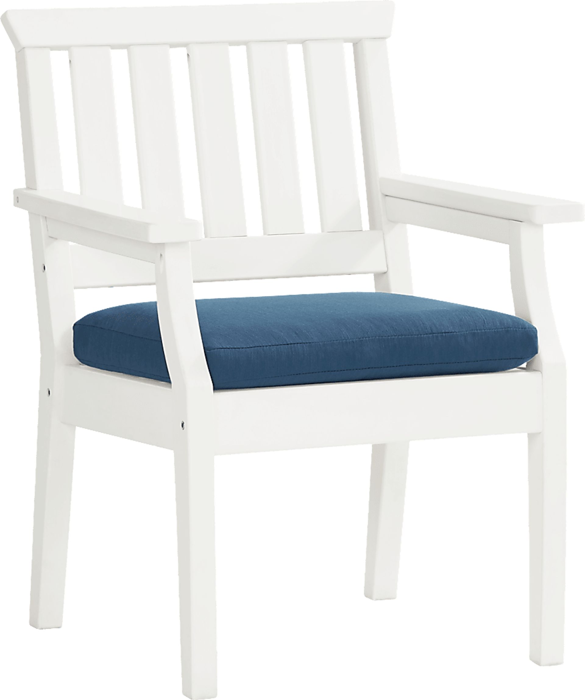 Eastlake White Outdoor Arm Chair with Ocean Cushion - Image 1