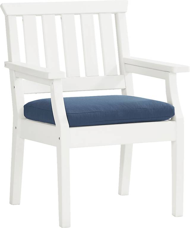 Eastlake White 7 Pc 71 in. Rectangle Outdoor Dining Set with Ocean Cushions - Thumbnail - Image 4