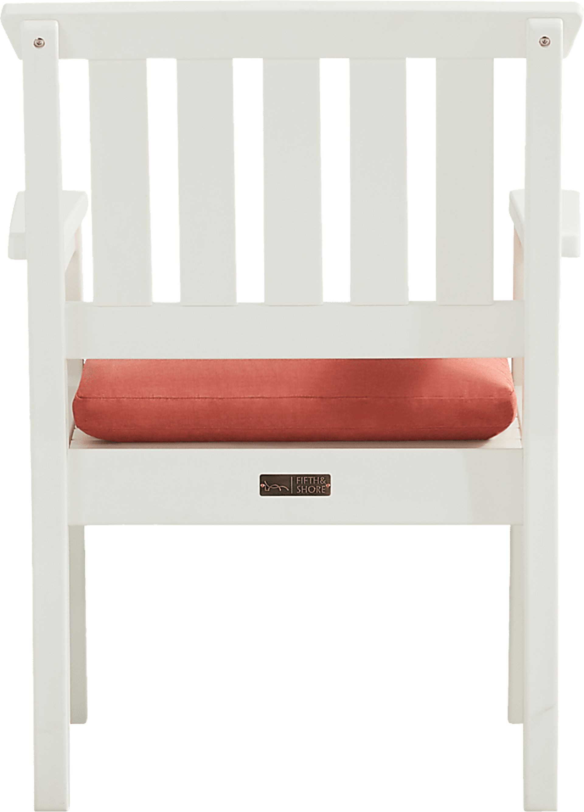 Eastlake White 7 Pc 71 in. Rectangle Outdoor Dining Set with Persimmon Cushions - Image 6