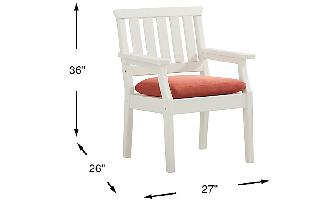 Eastlake White Outdoor Arm Chair with Persimmon Cushion