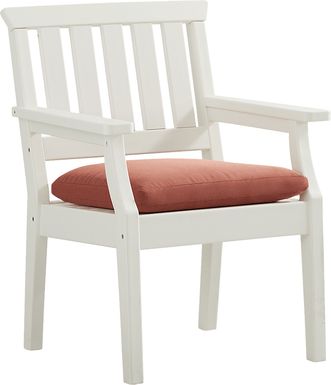 Eastlake White Outdoor Arm Chair with Persimmon Cushion