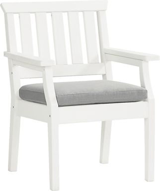 Eastlake White Outdoor Arm Chair with Pewter Cushion