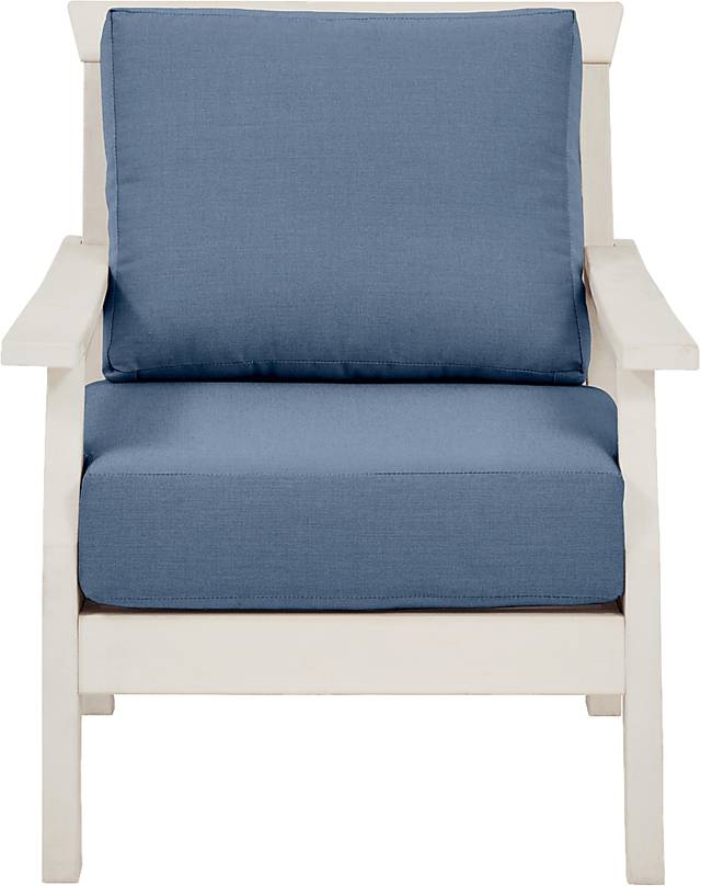 Eastlake White Outdoor Club Chair with Blueberry Cushions - Thumbnail - Image 2