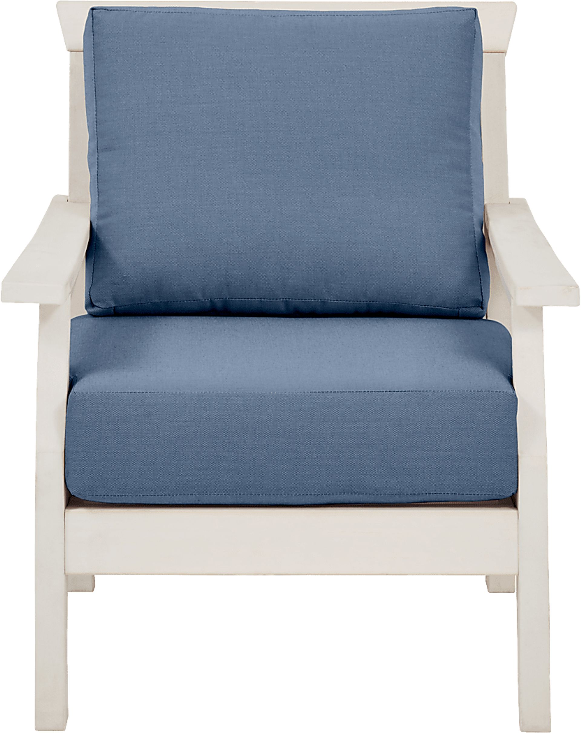 Eastlake White Outdoor Club Chair with Blueberry Cushions - Image 2