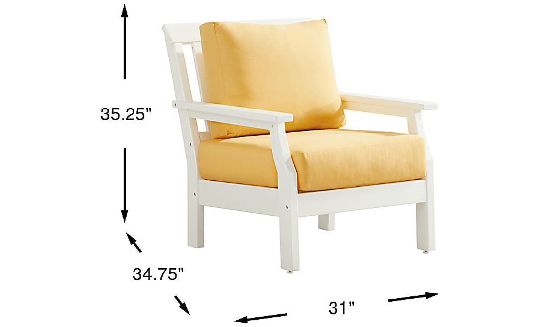 Eastlake White Outdoor Club Chair with Buttercup Cushions