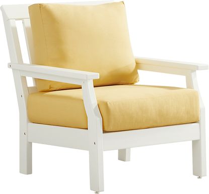 Eastlake White Outdoor Club Chair with Buttercup Cushions