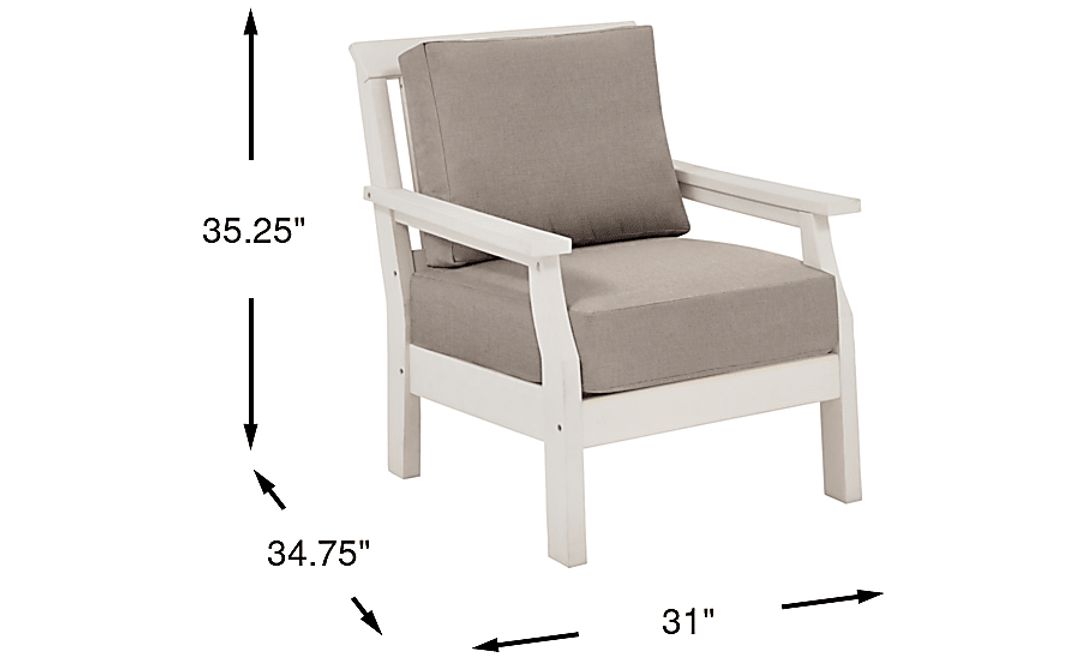 Eastlake White Outdoor Club Chair with Mushroom Cushions