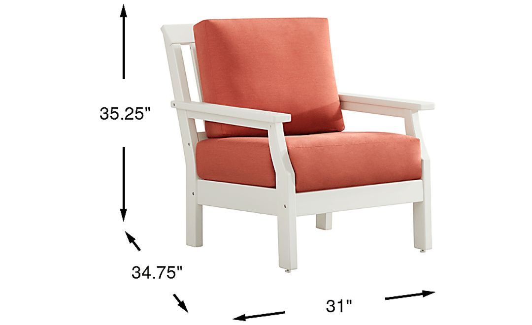 Eastlake White Outdoor Club Chair with Persimmon Cushions