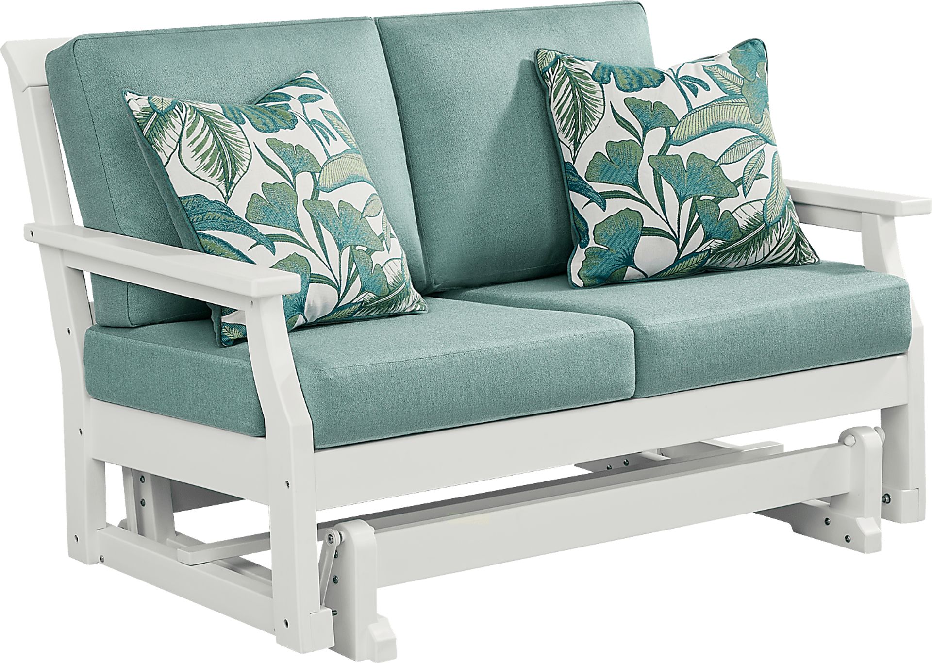 Eastlake White Outdoor Glider Loveseat with Breeze Cushions - Image 2
