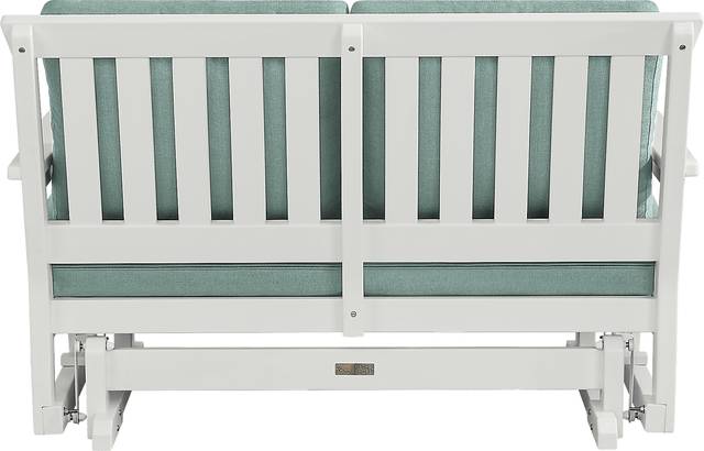 Eastlake White Outdoor Glider Loveseat with Breeze Cushions - Thumbnail - Image 3