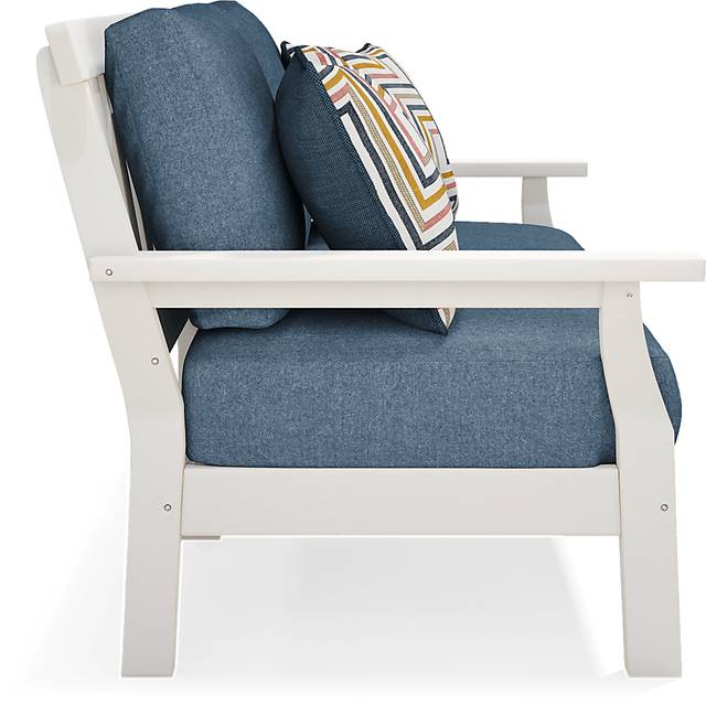 Eastlake White Outdoor Loveseat with Agean Cushions - Thumbnail - Image 3