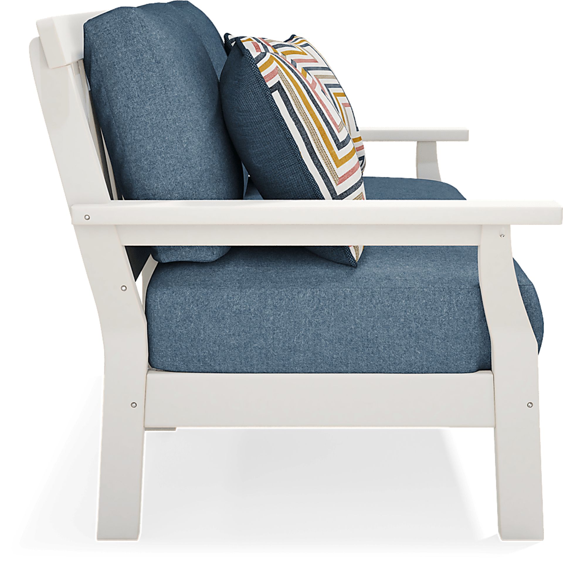 Eastlake White Outdoor Loveseat with Agean Cushions - Image 3