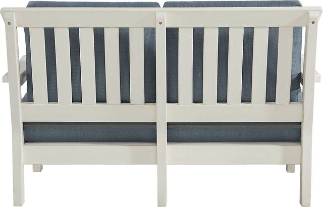 Eastlake White 4 Pc Outdoor Loveseat Seating Set with Agean Cushions - Thumbnail - Image 4