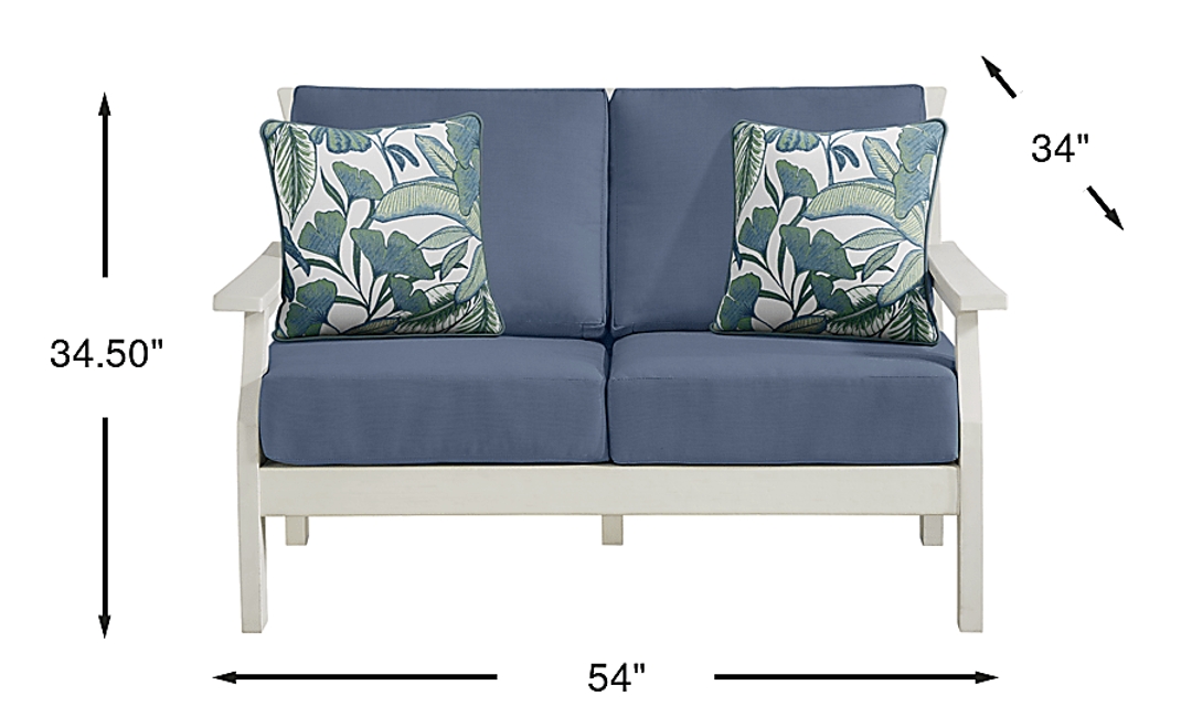 Eastlake White Outdoor Loveseat with Blueberry Cushions
