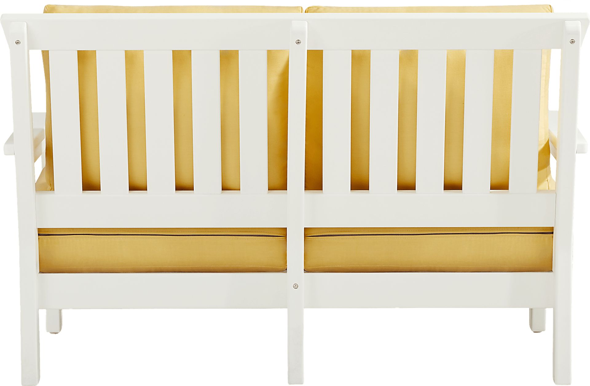 Eastlake White Outdoor Loveseat with Buttercup Cushions - Image 3
