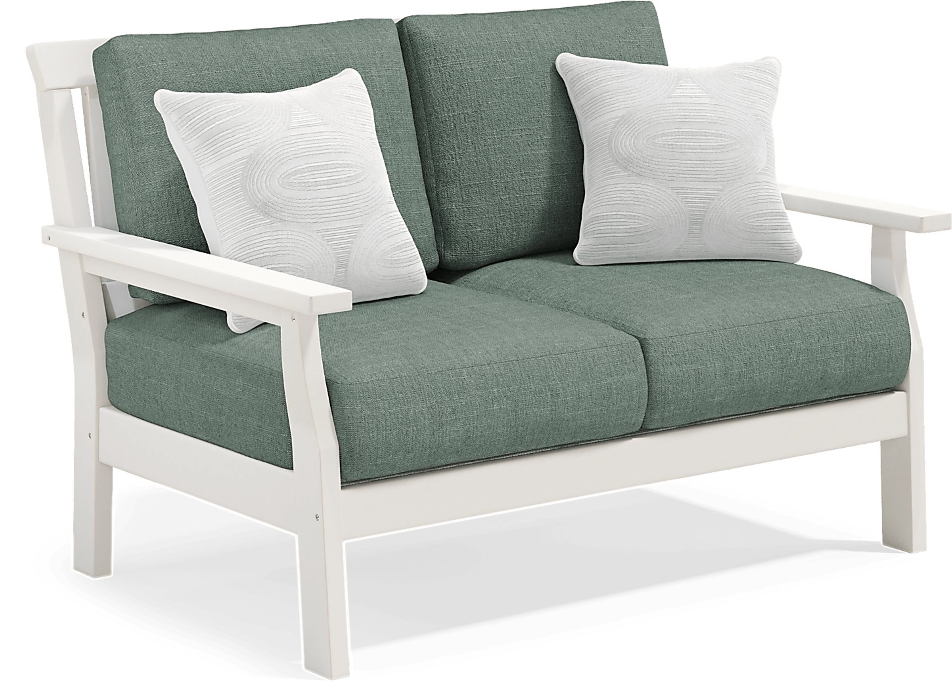 Eastlake White Outdoor Loveseat with Jade Cushions - Image 2