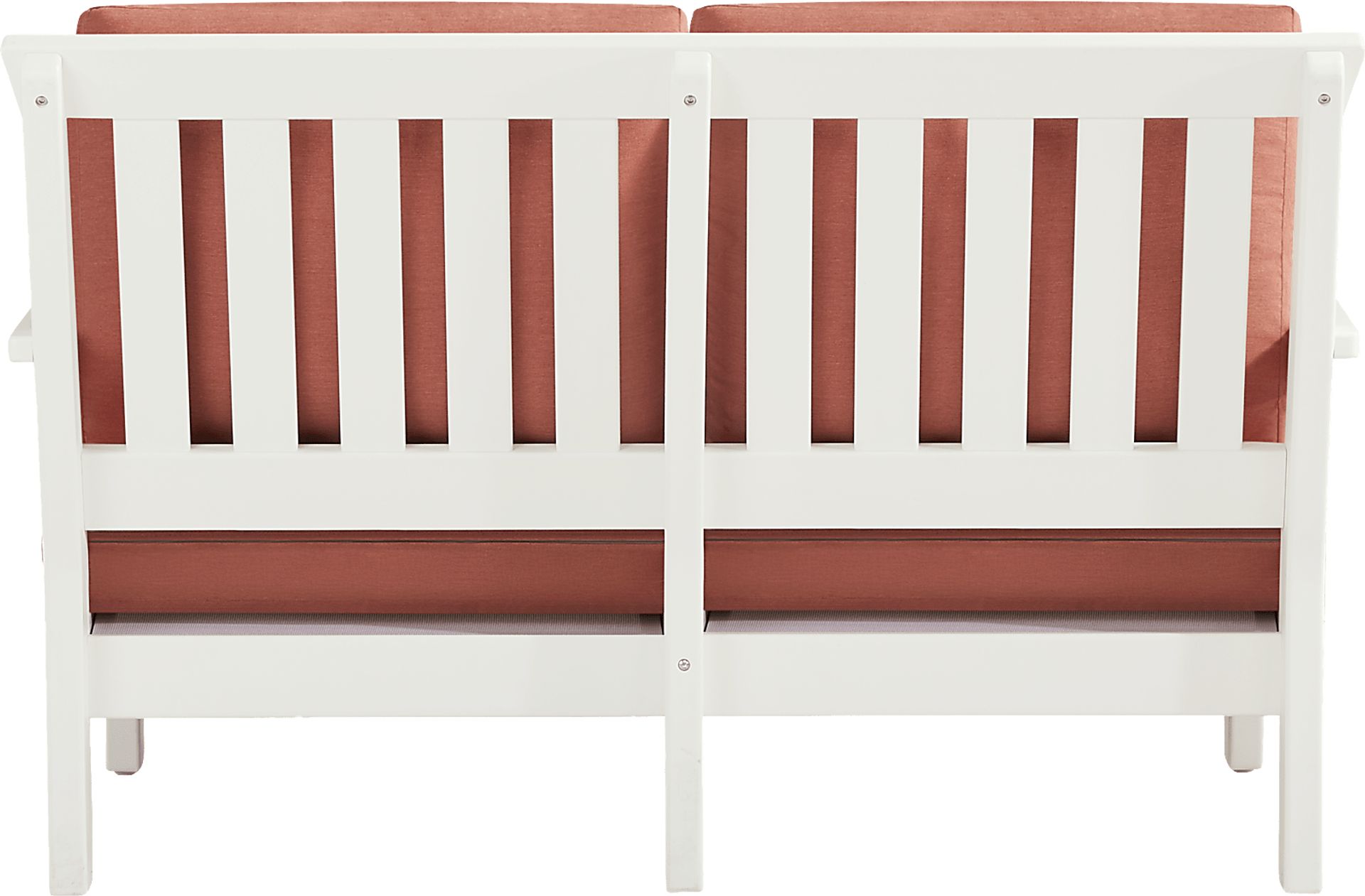 Eastlake White Outdoor Loveseat with Persimmon Cushions - Image 3