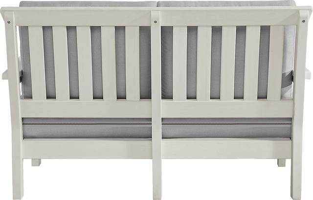 Eastlake White Outdoor Loveseat with Pewter Cushions - Thumbnail - Image 3