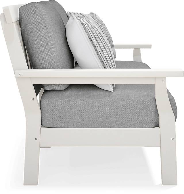 Eastlake White 4 Pc Outdoor Loveseat Seating Set with Pewter Cushions - Thumbnail - Image 4