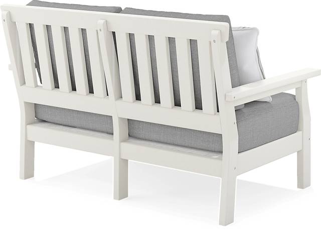 Eastlake White Outdoor Loveseat with Pewter Cushions - Thumbnail - Image 4