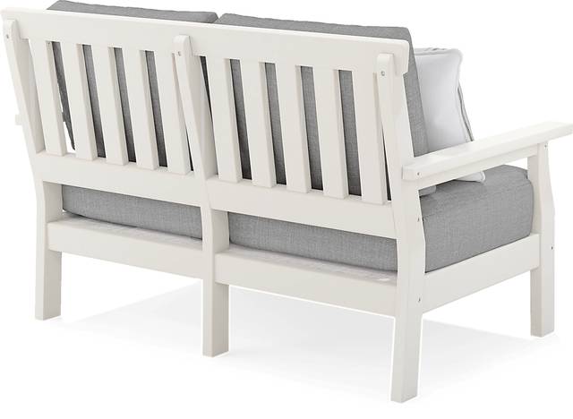 Eastlake White 4 Pc Outdoor Loveseat Seating Set with Pewter Cushions - Thumbnail - Image 5