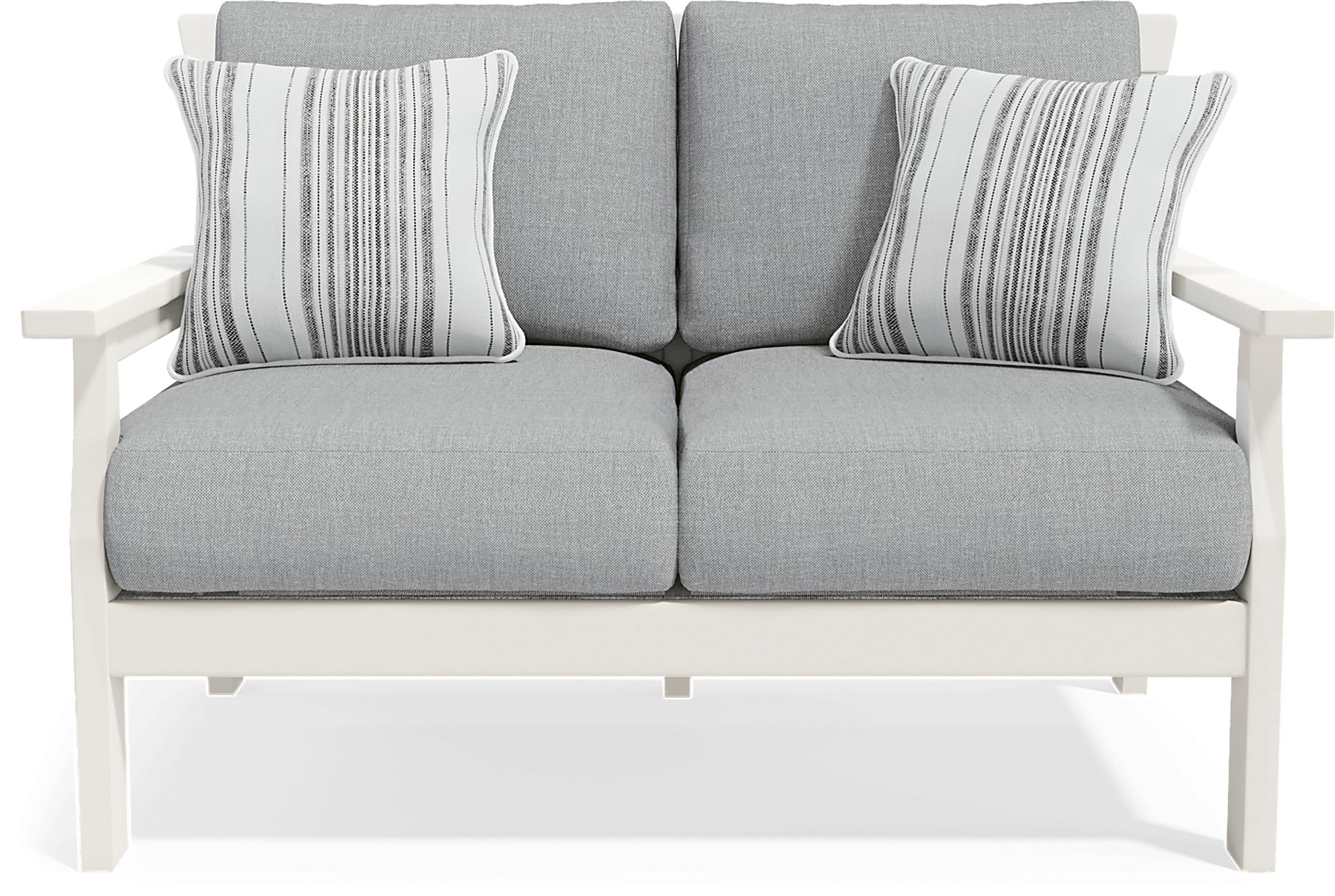 Eastlake White 4 Pc Outdoor Loveseat Seating Set with Pewter Cushions - Image 2
