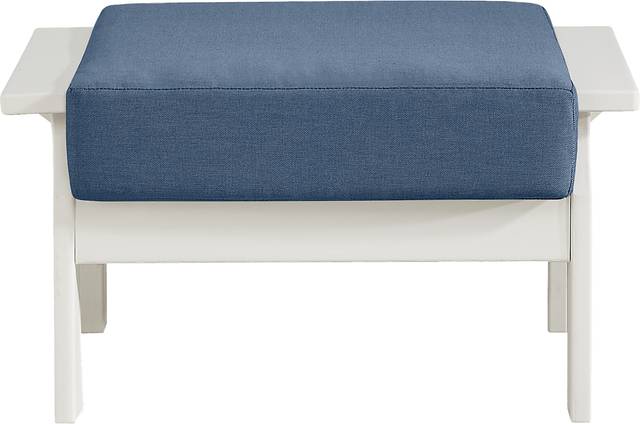 Eastlake White Outdoor Ottoman with Blueberry Cushion - Thumbnail - Image 2