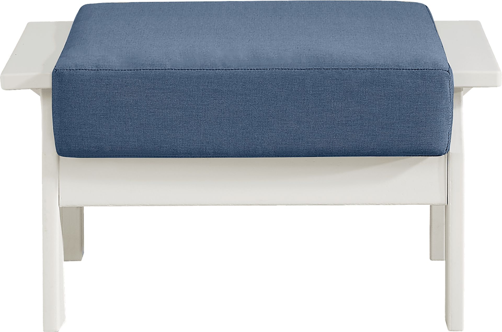 Eastlake White Outdoor Ottoman with Blueberry Cushion - Image 2