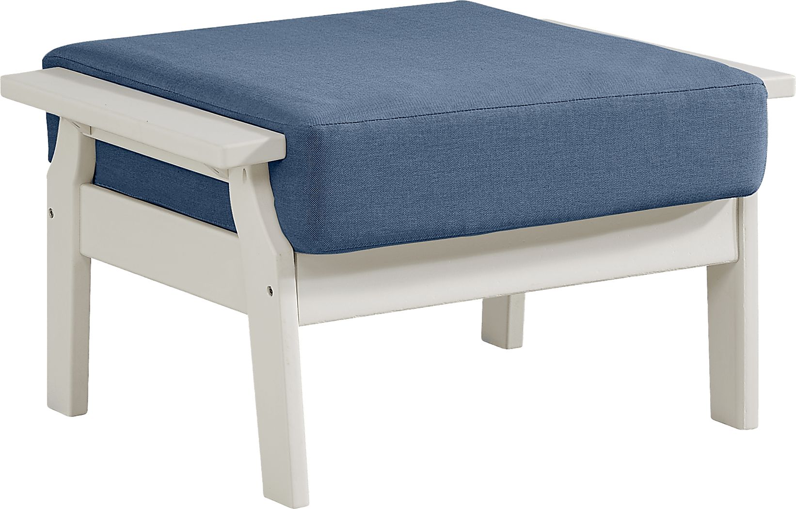 Eastlake White Outdoor Ottoman with Blueberry Cushion