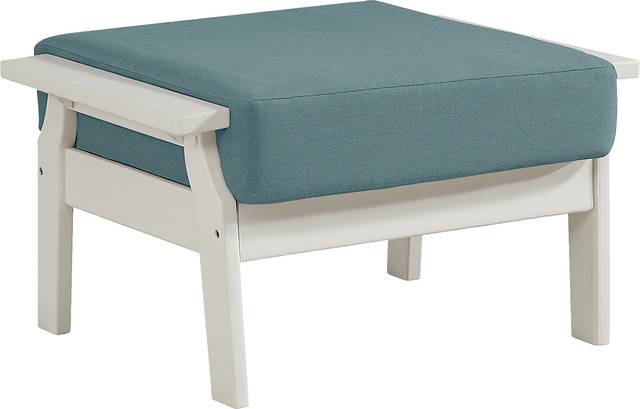 Eastlake White Outdoor Ottoman with Breeze Cushion - Thumbnail - Image 1