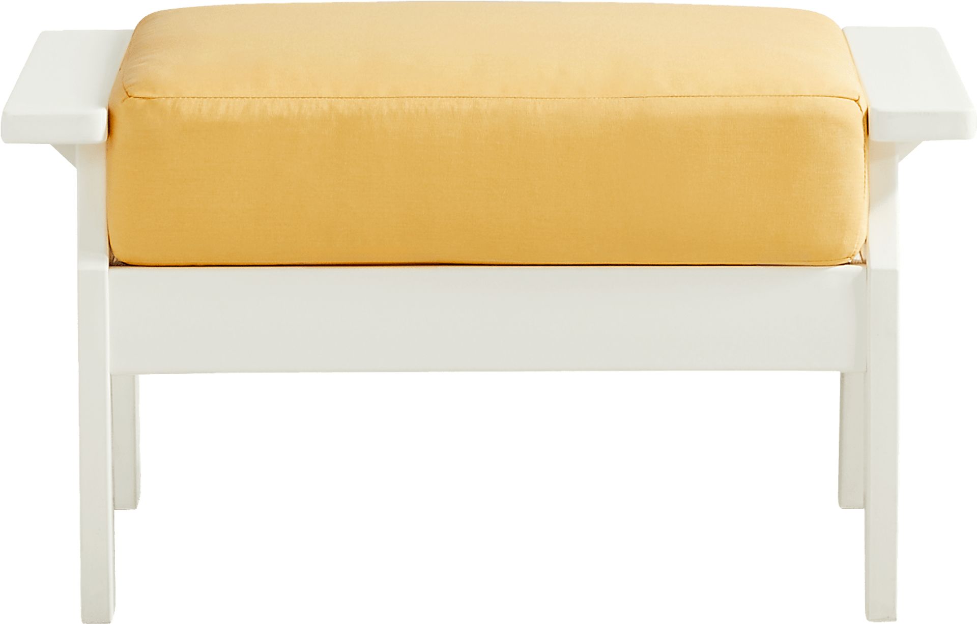 Eastlake White Outdoor Ottoman with Buttercup Cushion - Image 2