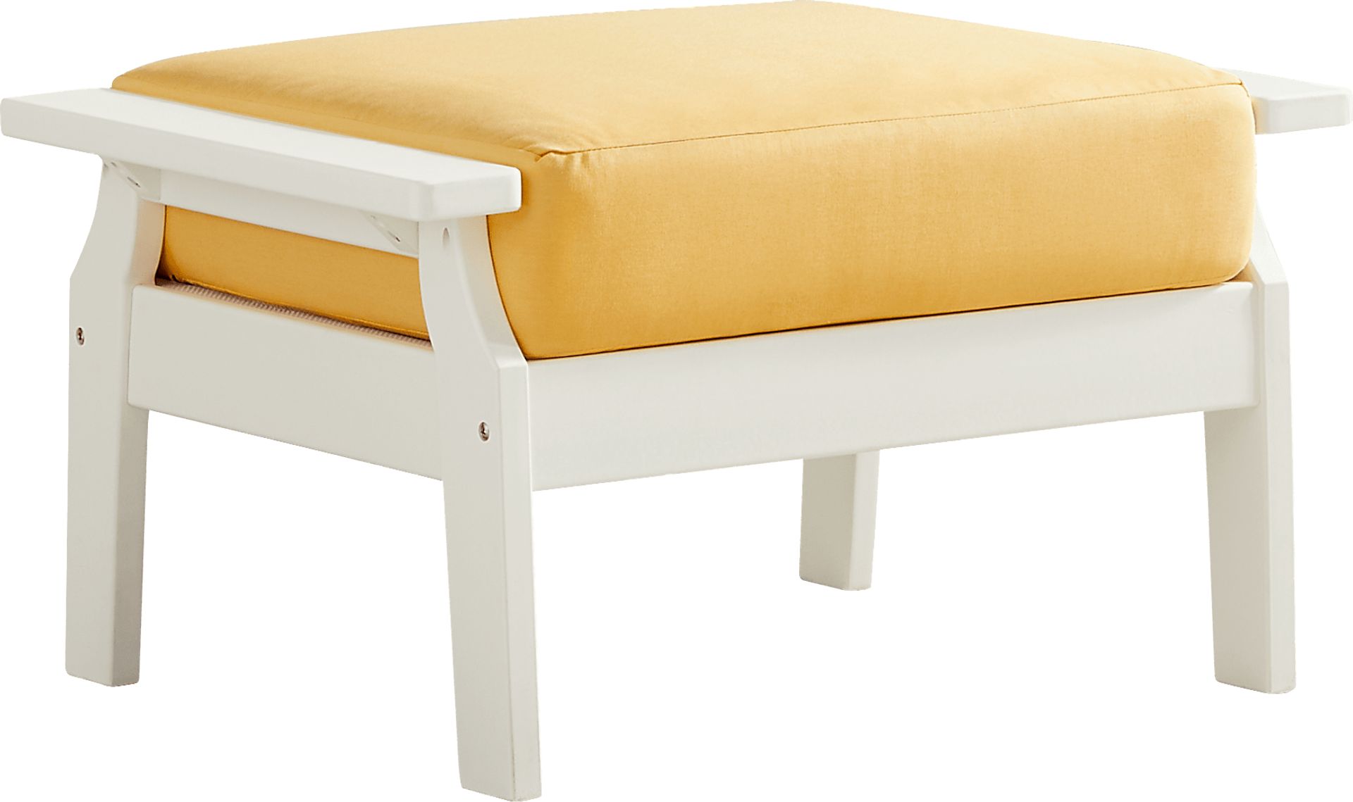 Eastlake White Outdoor Ottoman with Buttercup Cushion - Image 1