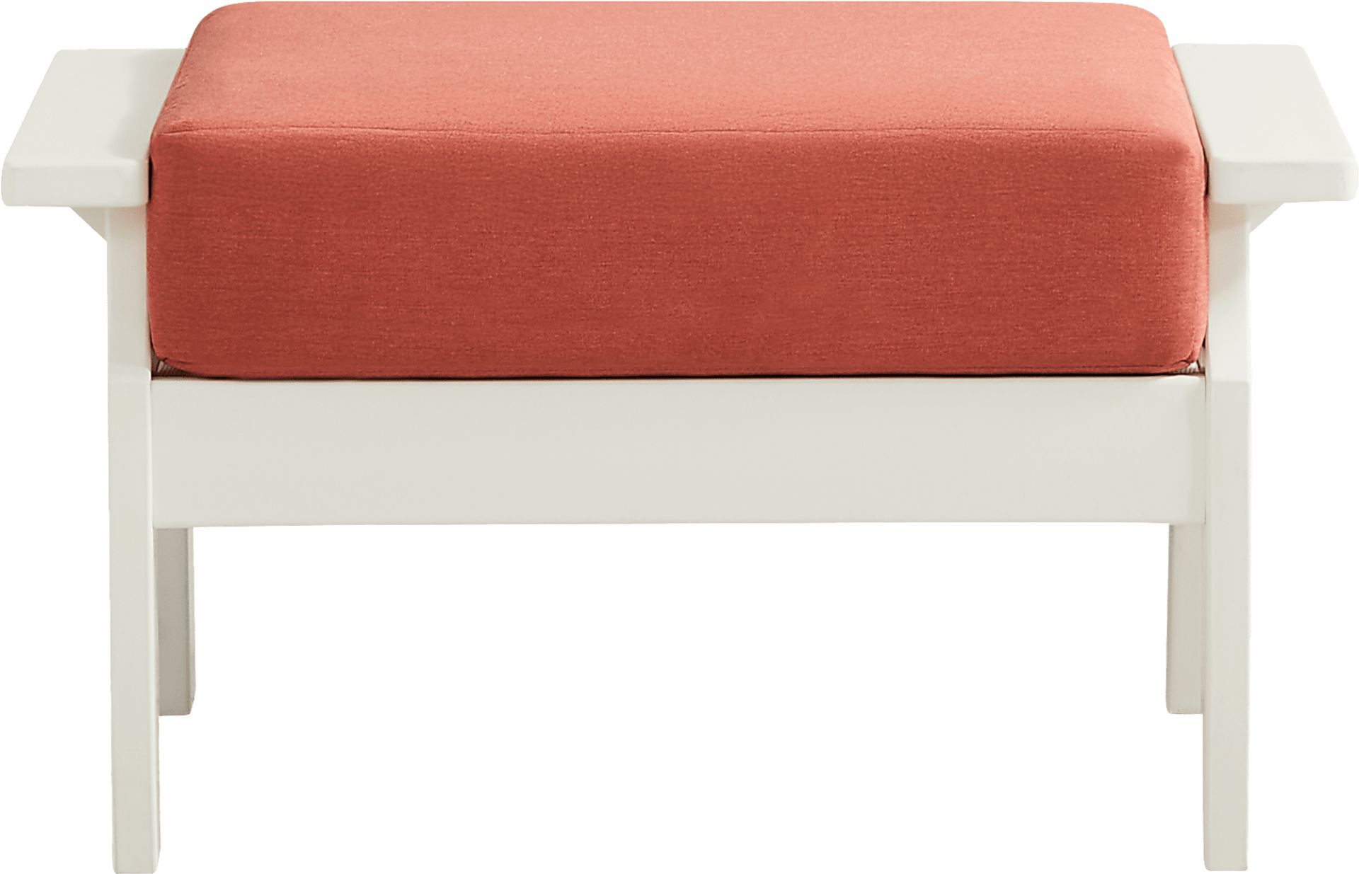 Eastlake White Outdoor Ottoman with Persimmon Cushion - Image 2