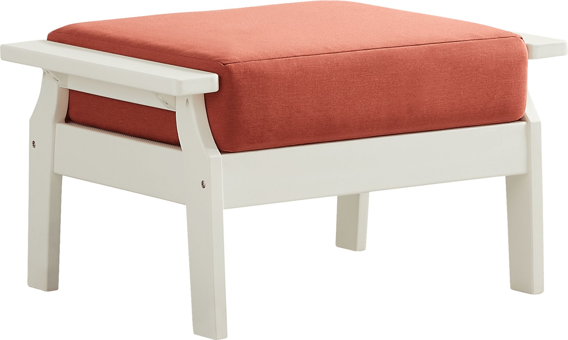 Eastlake White Outdoor Ottoman with Persimmon Cushion - Image 1