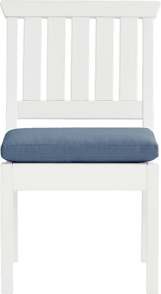 Eastlake White 7 Pc 71 in. Rectangle Outdoor Dining Set with Blueberry Cushions - Thumbnail - Image 5