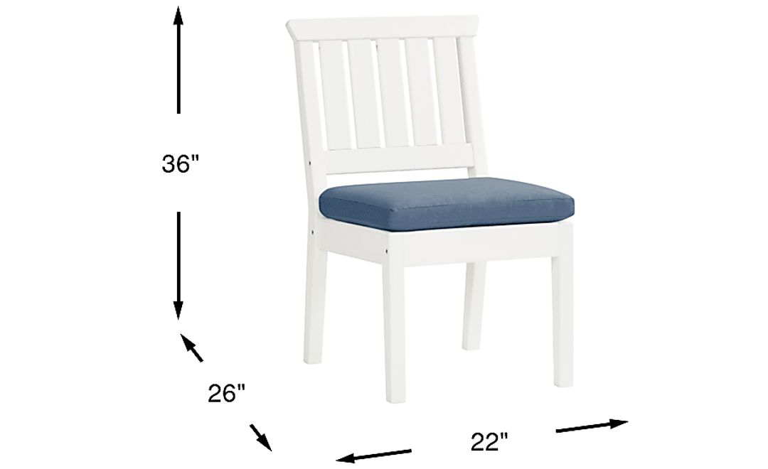 Eastlake White Outdoor Side Chair with Blueberry Cushion