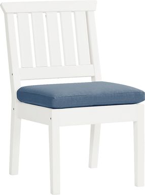Eastlake White Outdoor Side Chair with Blueberry Cushion
