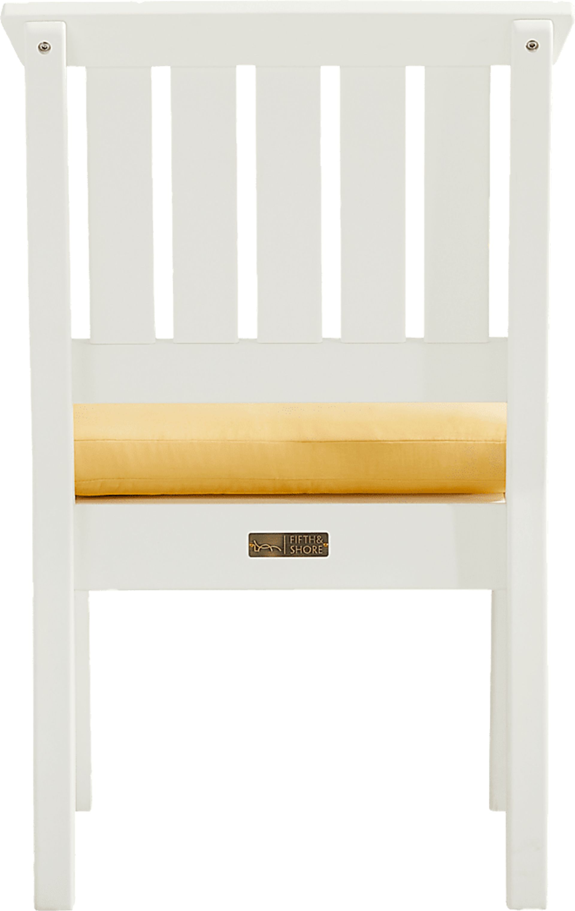 Eastlake White 5 Pc 71 in. Rectangle Outdoor Dining Set with Buttercup Cushions - Image 6